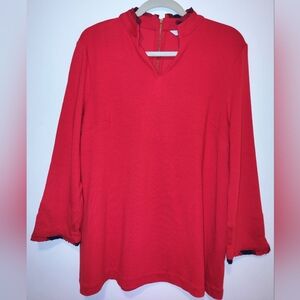 NWT Crown & Ivy Women's Vibrant Red Blouse XL